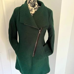 HALOGEN brand wool coat. Size S. Dark Green. Zippered. Mid thigh. Like new